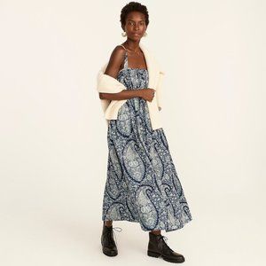 J. Crew Gathered Cotton-Poplin Dress in Oversized Paisley Print NWOT Size 8